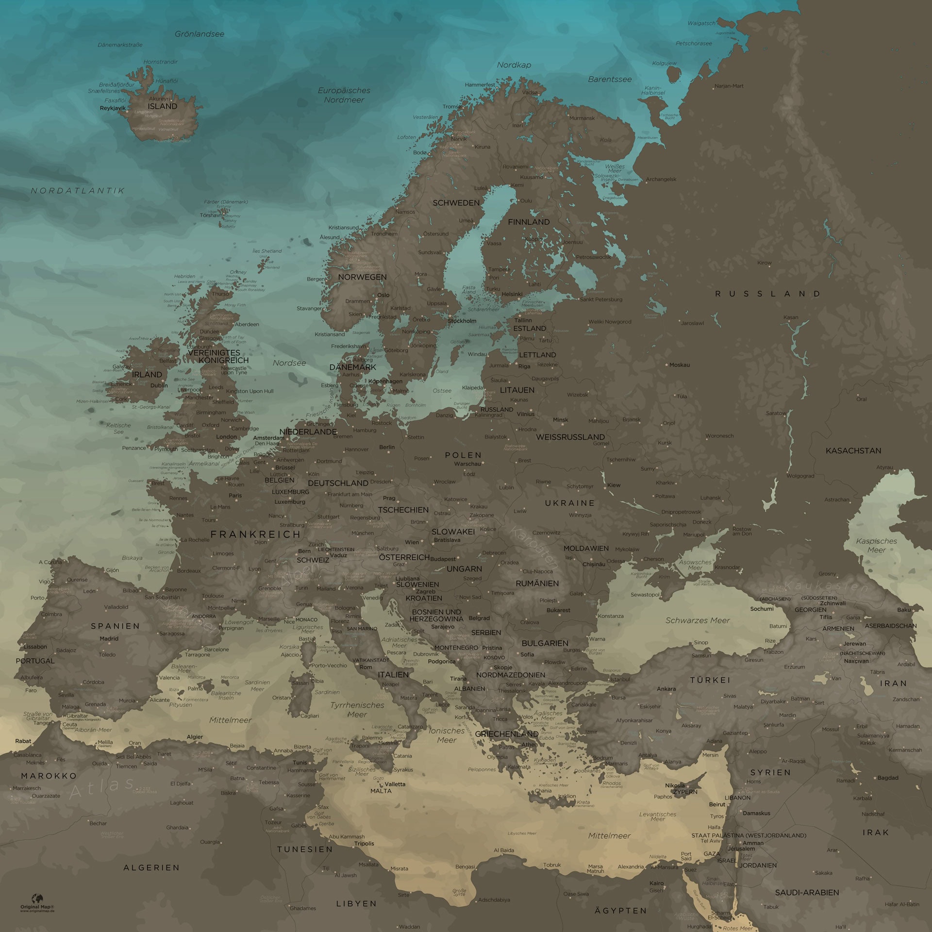 Mehr als 10 Modelle der dekorativen Europakarte | Original Map