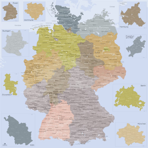 Deutschlandkarte detailliert – Kaufwahl unter 13 Modellen
